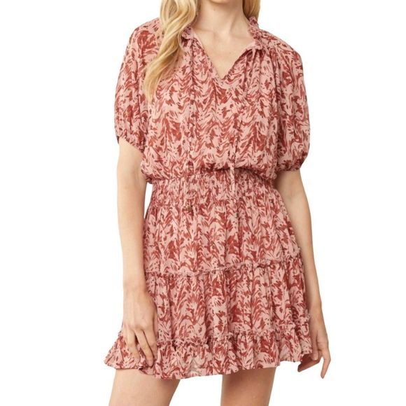 Entro Farah Mauve Floral Print Dress - Size Large - Picture 3 of 8